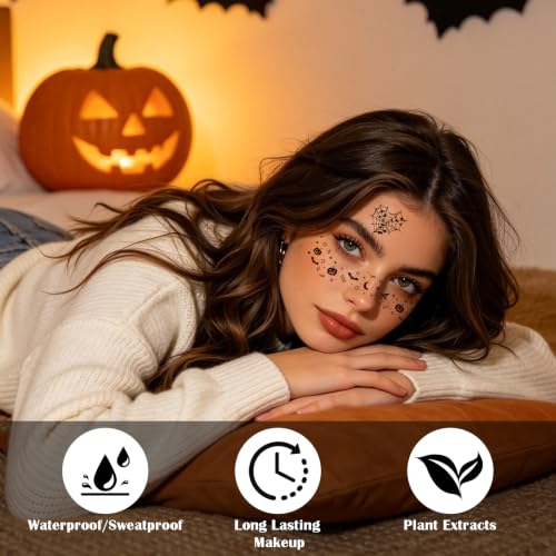 Halloween Face Stickers Black - 28 Sheets Kids & Adults Spooky Makeup Accessories