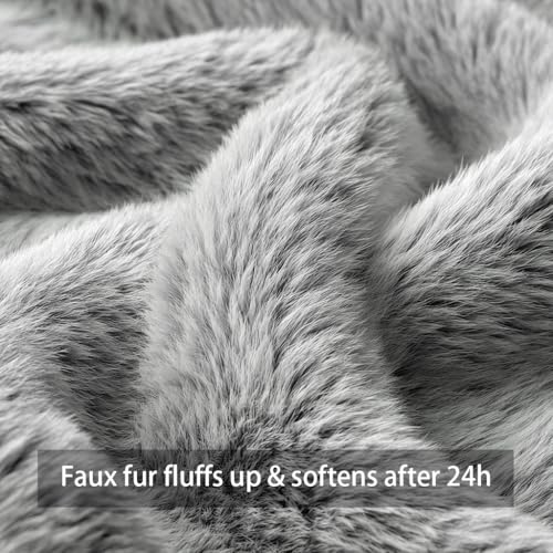 Gray Pumpkin Fall Pillow Covers 18x18 Set of 2 - Faux Fur Decor