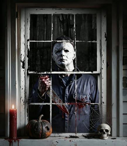 Halloween Horror Curtain Decoration - Black Window & Door Cover for Haunted House