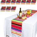 Mexican Serape Table Runners - Set of 10 Cotton Fiesta Decorations 14x84 Inches
