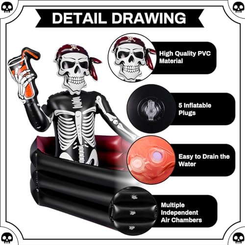 39 Inch Halloween Skeleton Inflatable Cooler for Party Drinks