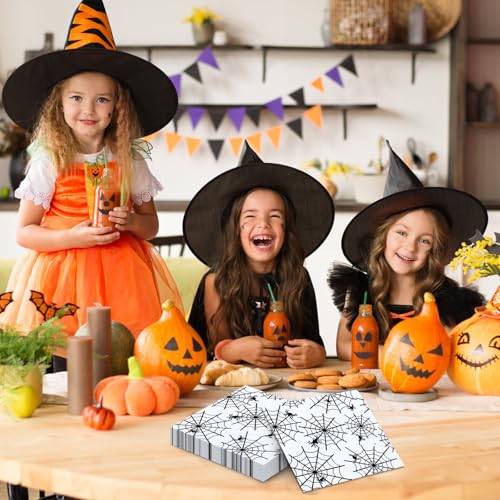 Halloween Spider Web Napkins 40 Pack - Disposable 13x13 Inch Party Table Decor