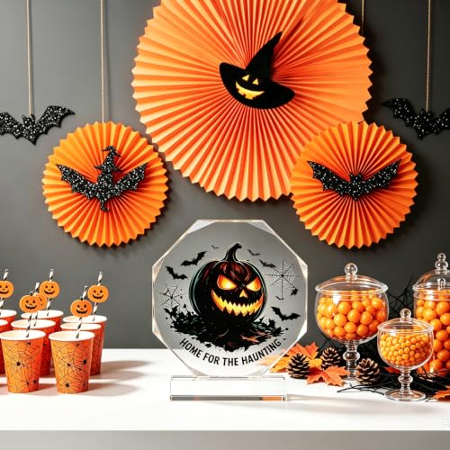 Halloween Spooky Jack O' Lantern Decor with Bats & Spiderwebs - Indoor Tabletop Accent