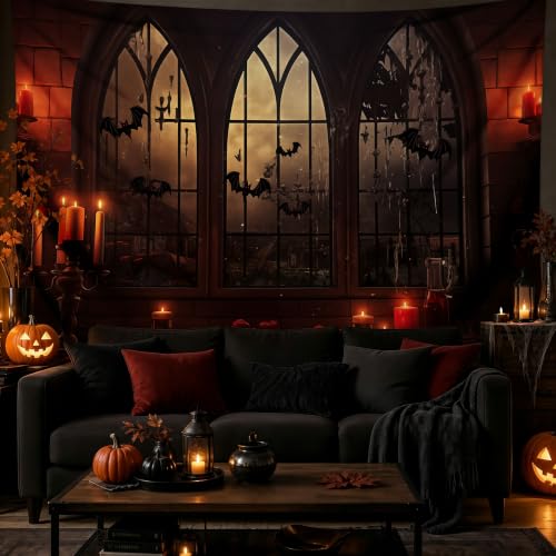 Halloween Gothic Tapestry Wall Hanging - Vampire Castle Backdrop - 78.7" L x 104" W - Spooky Gothic Decor