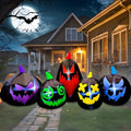 Halloween Inflatable 8 FT Black Pumpkin Family Decoration - Spooky Yard Decor with Lights - Variation A-8FT Black Pumpkin Family