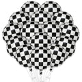 Black and White Checkered Balloons - 18 Inch Foil Race Car Party Decor, 15 Pack