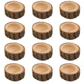 Brown Wooden Tea Light Candle Holders Set - Rustic Votive Decor for Weddings & Parties