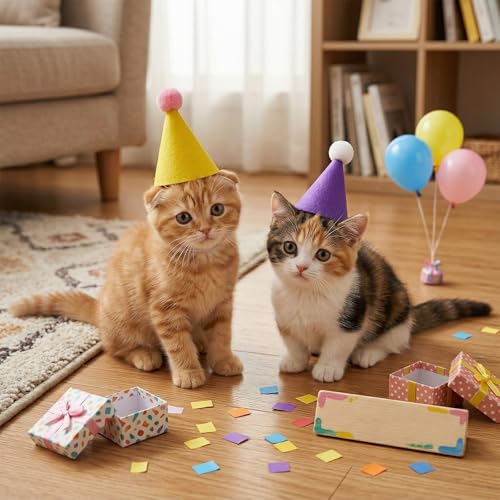 Mini Party Hats for Stuffed Animals - Colorful Felt Cone Birthday Accessories
