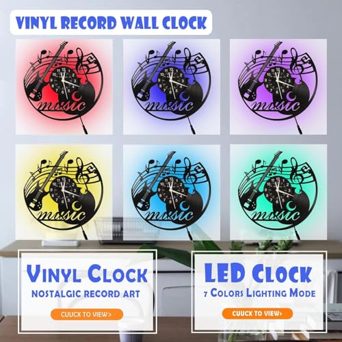 KingLive Music Vinyl Record Wall Clock - Music Room Decor, Led Variation