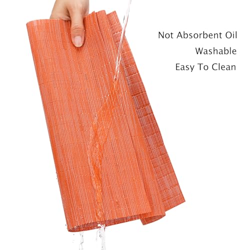 Orange Set of 6 Placemat for Dining Table - 17x12 Inch Waterproof PVC