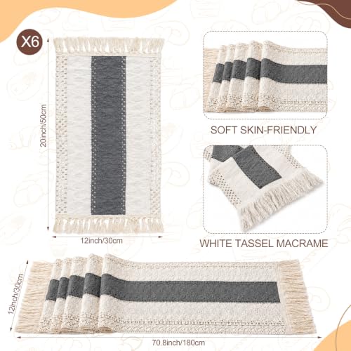Gray 12x72 Inch Kitchen Decor Set with Woven Placemat and Table Runner - Variation of THIS listing