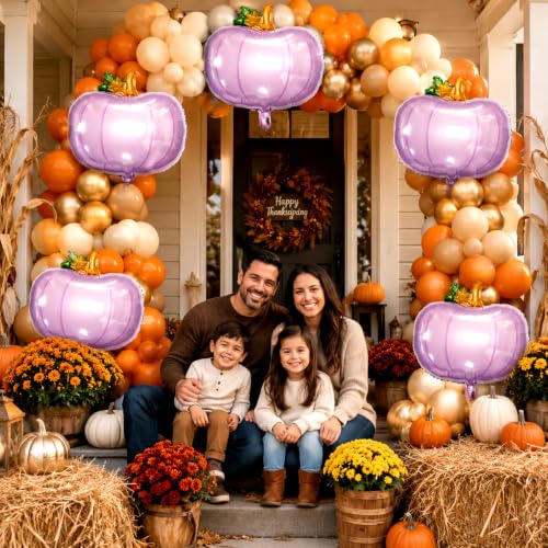 Purple Fall Pumpkin Foil Balloons for Thanksgiving & Autumn Decor - Eostankr