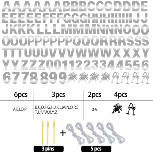 129Pcs Glitter Customizable Banner Kit - Silver Happy Birthday Party Decor