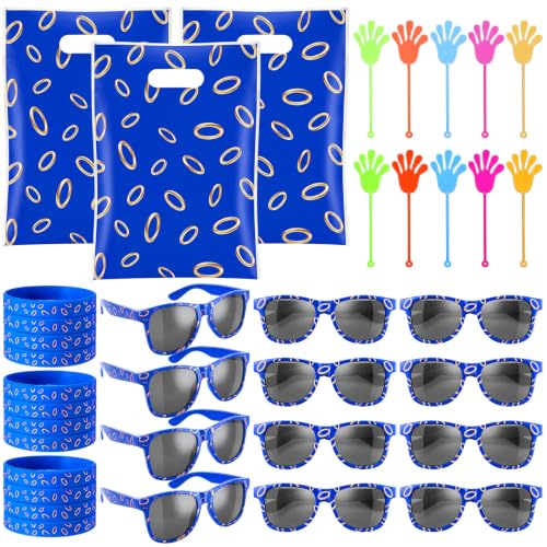 Blue and Gold Ring Party Favor Set - 48 Pieces, Birthday & Celebration