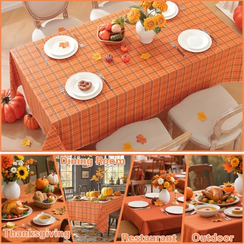 Fall Orange Rectangle Vinyl Tablecloth 52x70 Inches - Autumn Harvest Decor