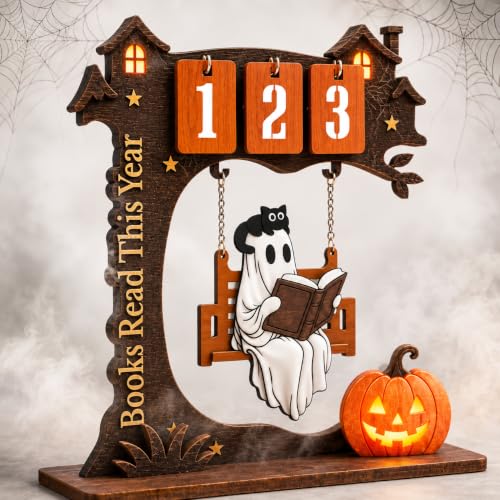 Spooky Ghost Reading Books Book Tracker Sign - Halloween Reading Decor