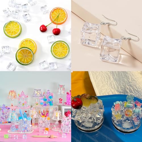Artificial Plastic Clear Square Ice Cubes Set - 50pcs for Home, Party, Photography