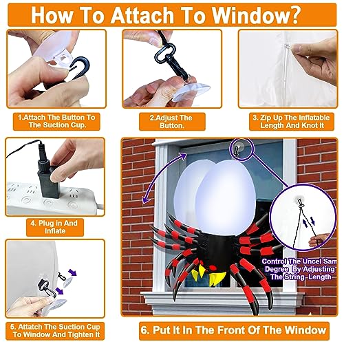 3.5FT Inflatable Halloween Spider Decor with Color Changing LED Lights