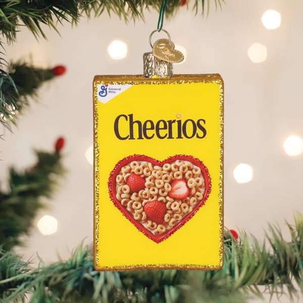 Cheerios Cereal Box Glass Ornament - Handcrafted Holiday Tree Decoration
