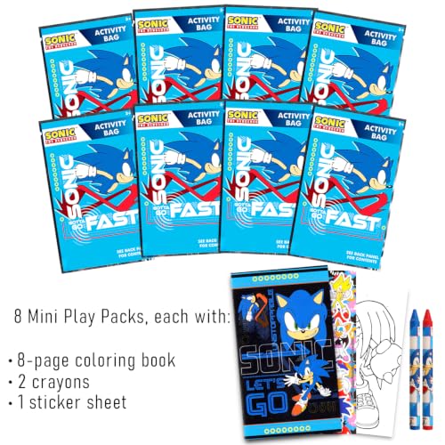 Sonic the Hedgehog Party Favors Bundle - 8 Mini Activity Packs for Kids