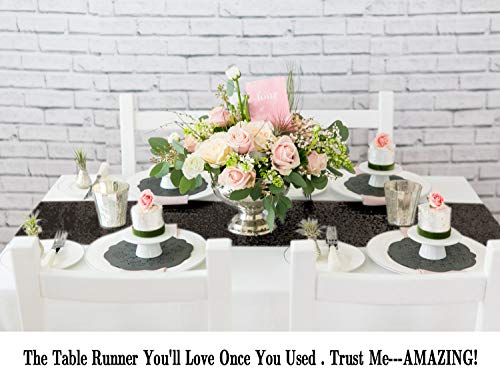 Black Sequin Table Runner 12x72 Inch for Wedding Party Decor - Variation 1