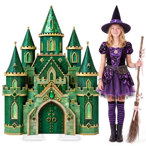 Green Castle Cardboard Cutout - 4.5 ft Halloween Wizard Party Decor - Life Size Photo Booth Standee