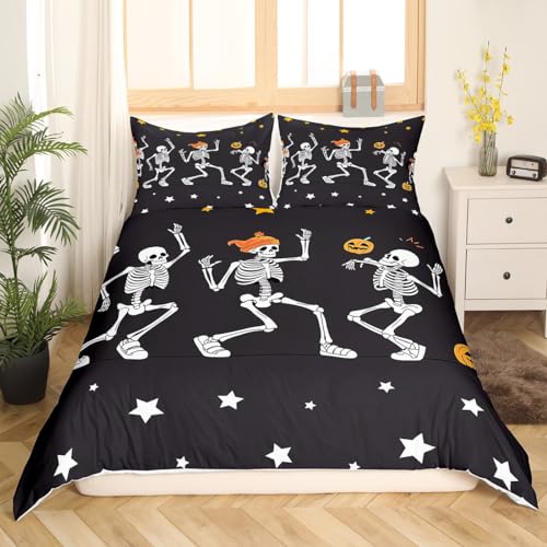 Halloween Skull Duvet Cover Set for Kids & Teens - Twin Size, Multi 111 Variation