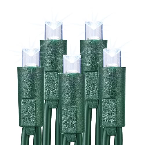 Wide Angle Christmas String Lights - Cool White, 100 LED Connectable, Indoor & Outdoor Decor