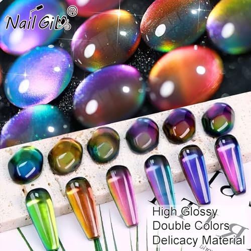 Cat Eye Gel Nail Polish Set - Hema-Free 9D Magnetic & Chameleon Effects