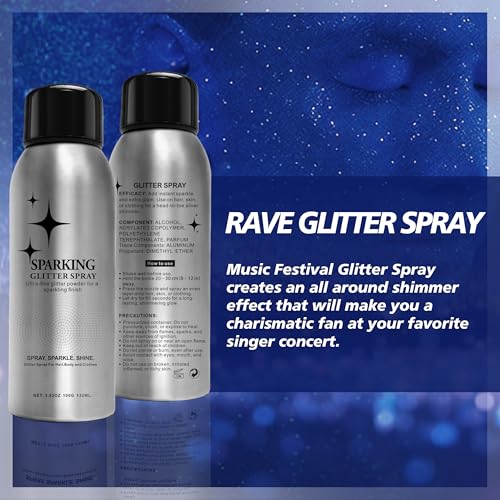 Silvery Long-Lasting Hair & Body Glitter Spray - Quick-Dry Festival Shimmer, 100ml