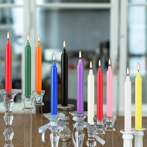 40 Pack Multi-Colored Spell Chime Candles - 4 Inch Unscented Taper Candles Set