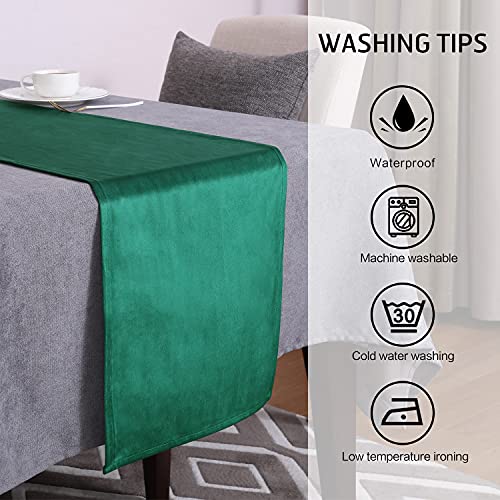 Emerald Green Velvet Table Runner 14x51 Inch - Decorative Dining Accessory