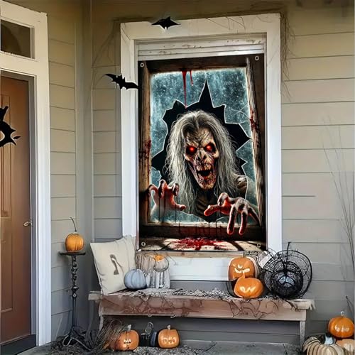 Halloween Zombie Window Cover - 31x47 Inch Polyester Decoration - Variation 248023AXNYF