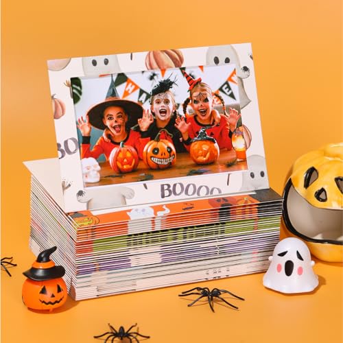 Halloween Photo Frame Cards with Envelopes 4x6 - 6 Designs, 96 Pack