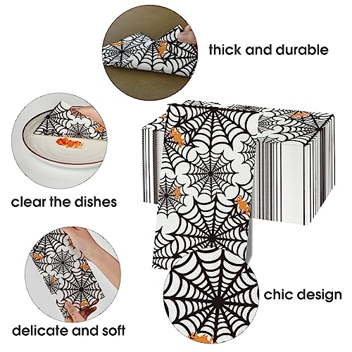 Halloween Scary Cobweb Paper Napkins - 100 Pack, Disposable Party Supplies
