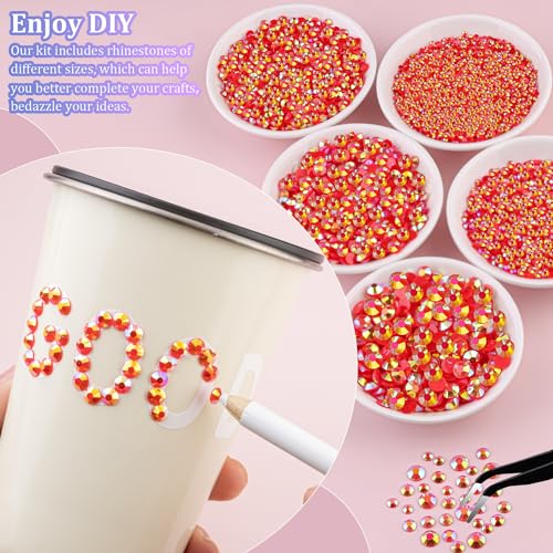 Large Pack 25,000 Red AB Resin Rhinestones for Crafting & DIY Projects with Glue