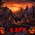 9.8FT Giant Scary Halloween Fake Hairy Spider Decor - Indoor & Outdoor Black Spooky Prop