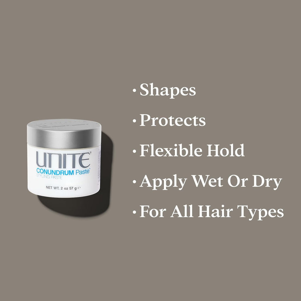 UNITE Hair Conundrum Paste – Hybrid Styling Cream for Flexible Hold & Texture – 2 Oz | UV & Thermal Protection