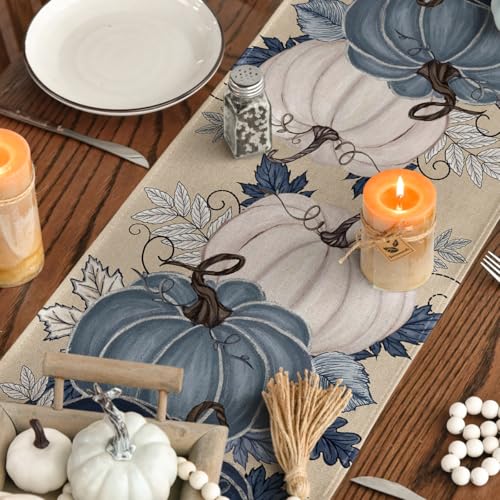 Blue 13x72 Inch Fall Table Runner – Polyester Home Decor for Dining & Events