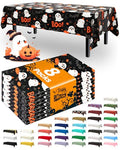 Halloween Black Disposable Plastic Table Cloth - 8 Pack 54 x 108 Inches