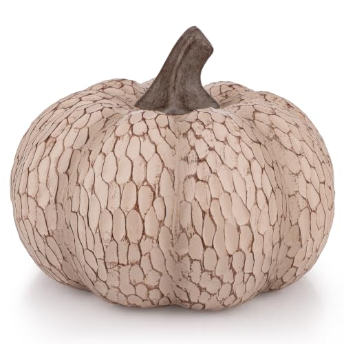 Big Facets Pumpkin Fall Decor - Rustic Artificial Pumpkin for Thanksgiving & Autumn