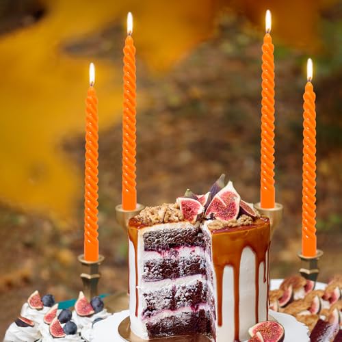 Orange Spiral Taper Candles - 4 Pack, 10 Inch Dripless & Smokeless for Home Decor