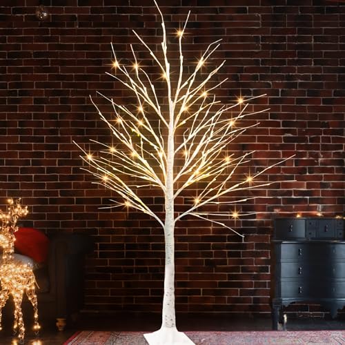 Lighted Birch Tree 6 Ft with 144 LED Fairy Lights - 2 Pack Indoor Outdoor Decor