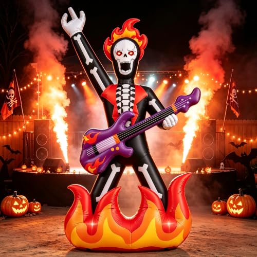 Inflatable Rock Guitar Skeleton Yard Decor for Halloween & Party
