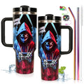 Jvycjlu 40oz Insulated Gaming Water Bottle with Handle & Straw - Blue Variation