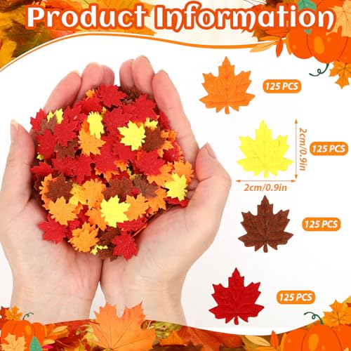 Fall Maple Leaf Confetti - 500 Pieces Autumn Felt Decorations - Thanksgiving Crafts Supplies - Variation: Maple Leaves