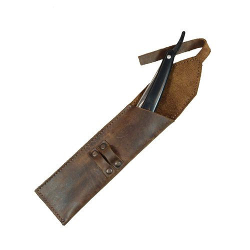 Rustic Leather Straight Razor Case Handmade by Hide & Drink (Bourbon Brown)