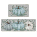 Pumpkin Eucalyptus Fall Kitchen Mats Set of 2 - Blue, 17x29 & 17x47 Inches