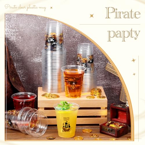 Disposable Pirate Pattern Plastic Cups - 12 oz Bulk Party Supplies