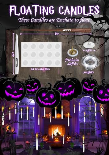 24 Floating Candles with Wand & AAA Batteries Halloween Decor - White - Variation of THIS listing